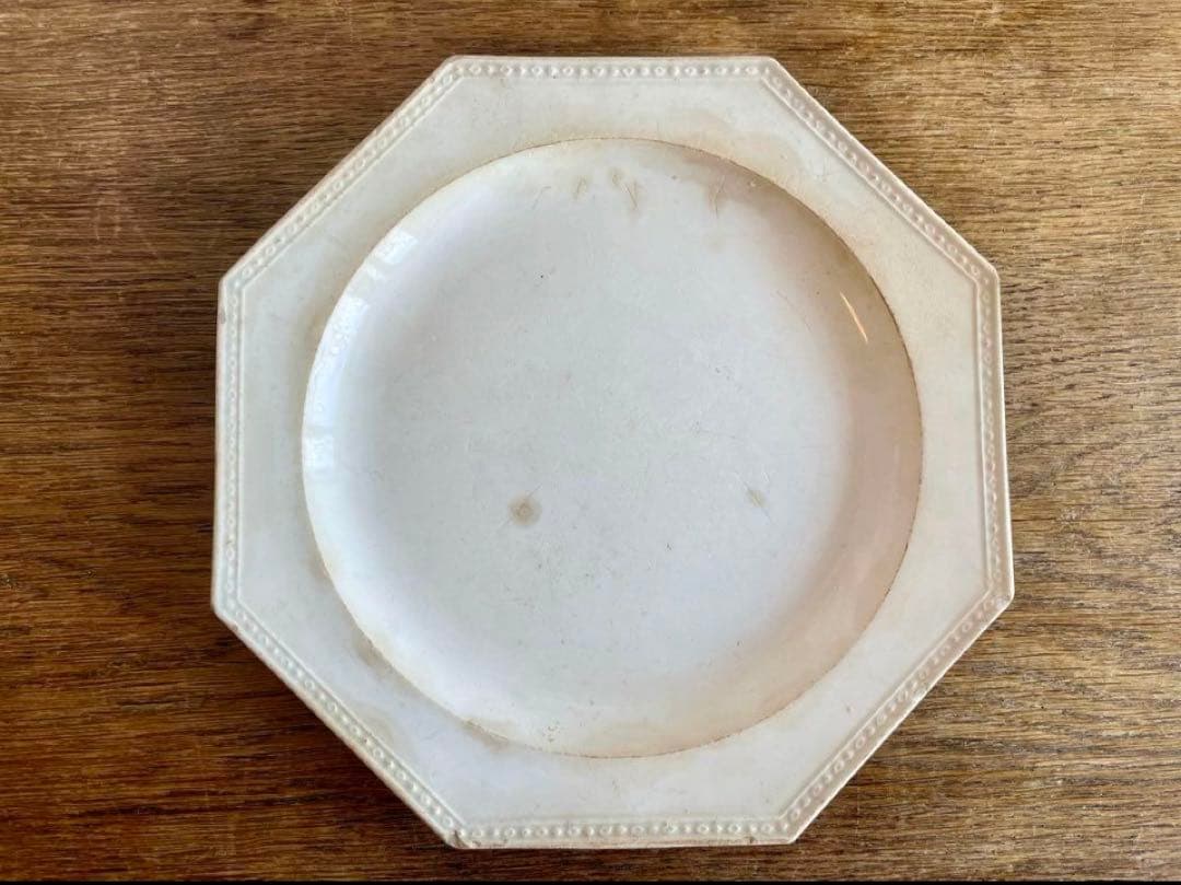 初期クレイユ　オクトゴナルプレート　ファイアンスフィーヌ　フランスアンティーク