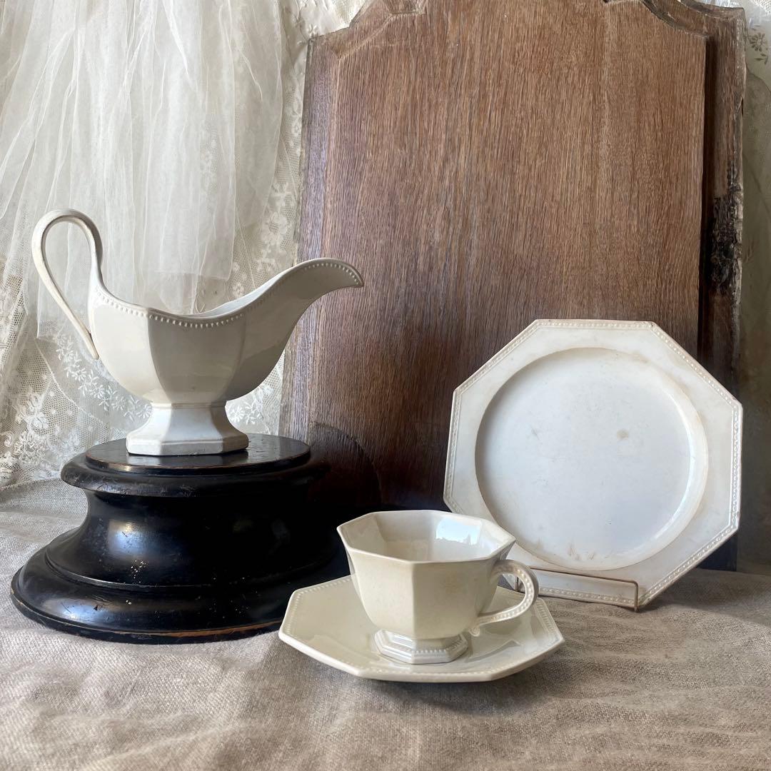 初期クレイユ　オクトゴナルプレート　ファイアンスフィーヌ　フランスアンティーク