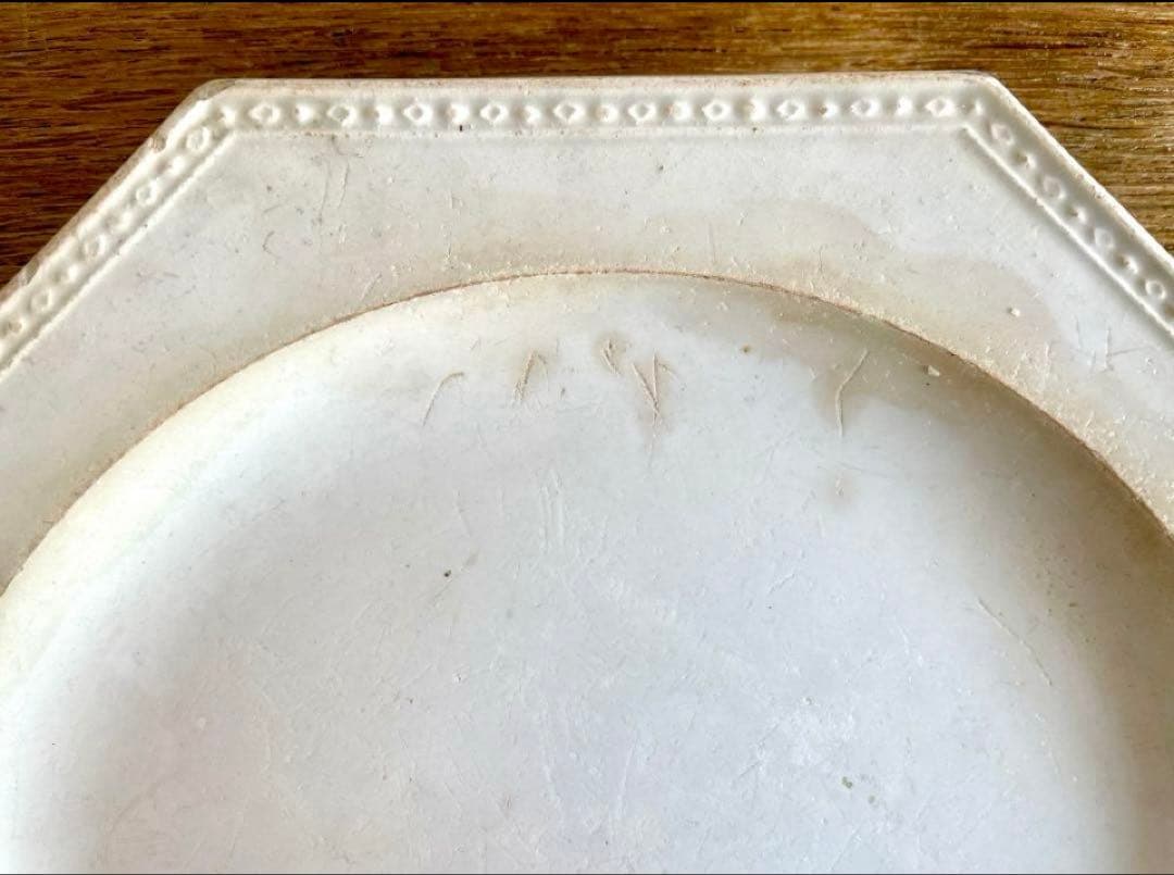 初期クレイユ　オクトゴナルプレート　ファイアンスフィーヌ　フランスアンティーク