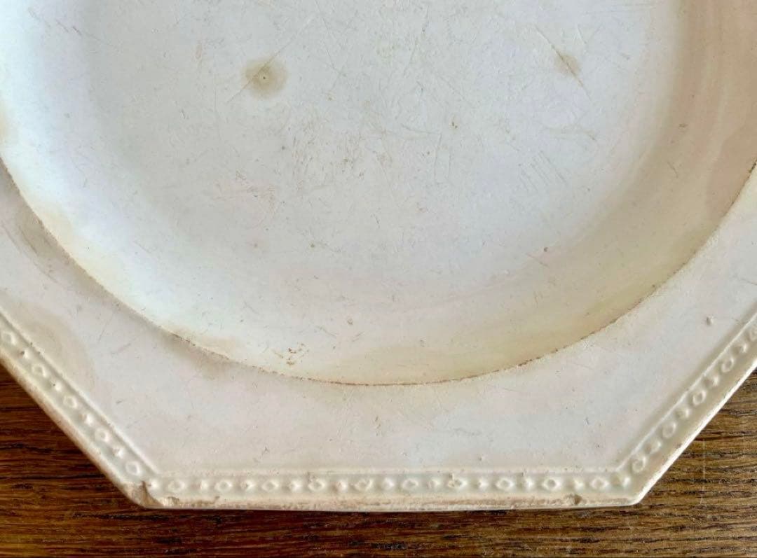 初期クレイユ　オクトゴナルプレート　ファイアンスフィーヌ　フランスアンティーク