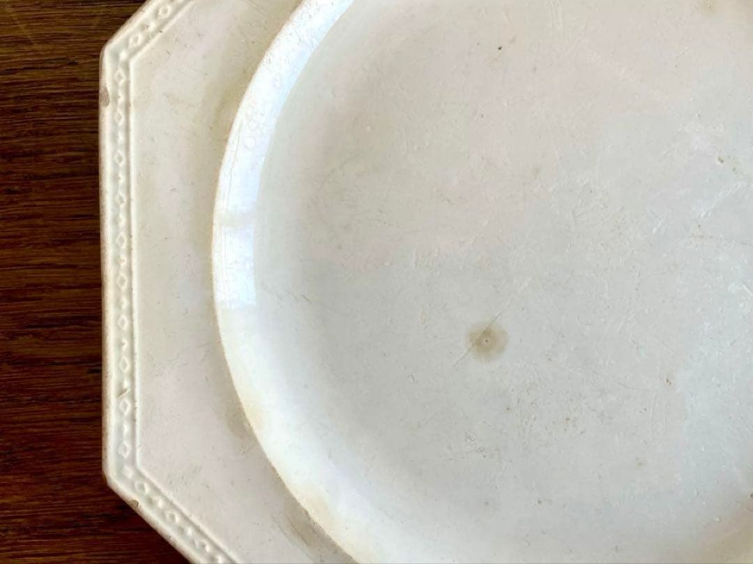 初期クレイユ　オクトゴナルプレート　ファイアンスフィーヌ　フランスアンティーク