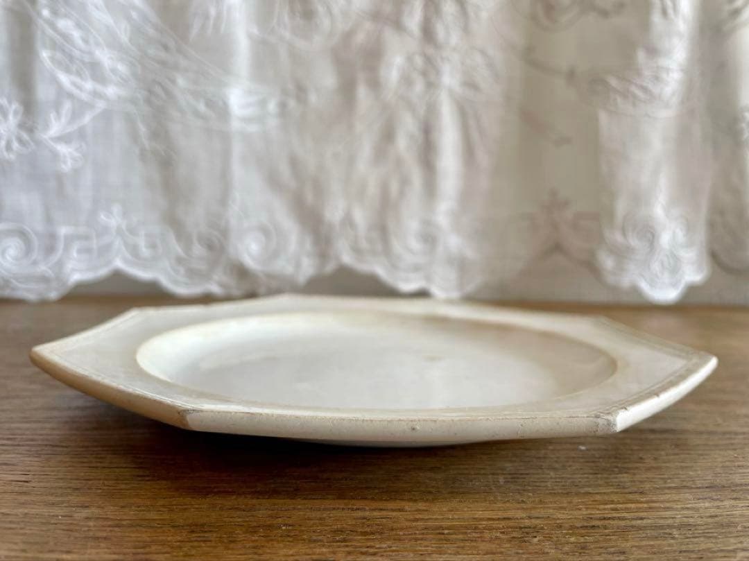 初期クレイユ　オクトゴナルプレート　ファイアンスフィーヌ　フランスアンティーク