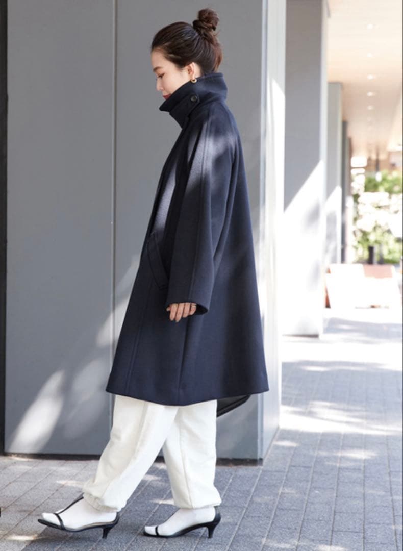 超美品 B.C STOCK Wビーバーパートンラインレンチコート ネイビー