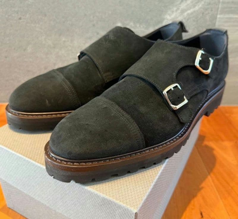 極美品　WH ダブルエイチ ダブルモンクシューズ　黒