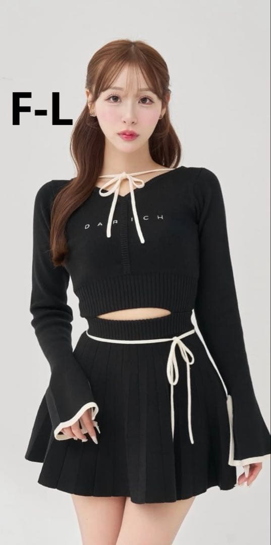 Darich リボンデザイン ブラックミニワンピース