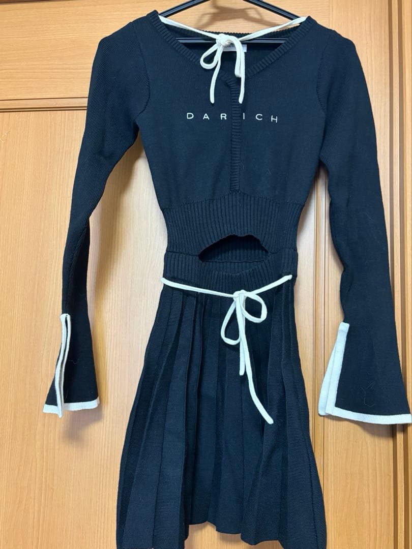 Darich リボンデザイン ブラックミニワンピース