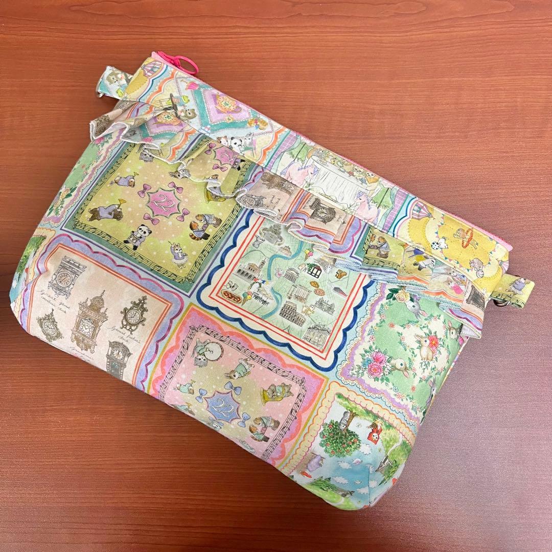 yukiemonハンドメイド　30㎝たっぷりフリルショルダーバック　⑩