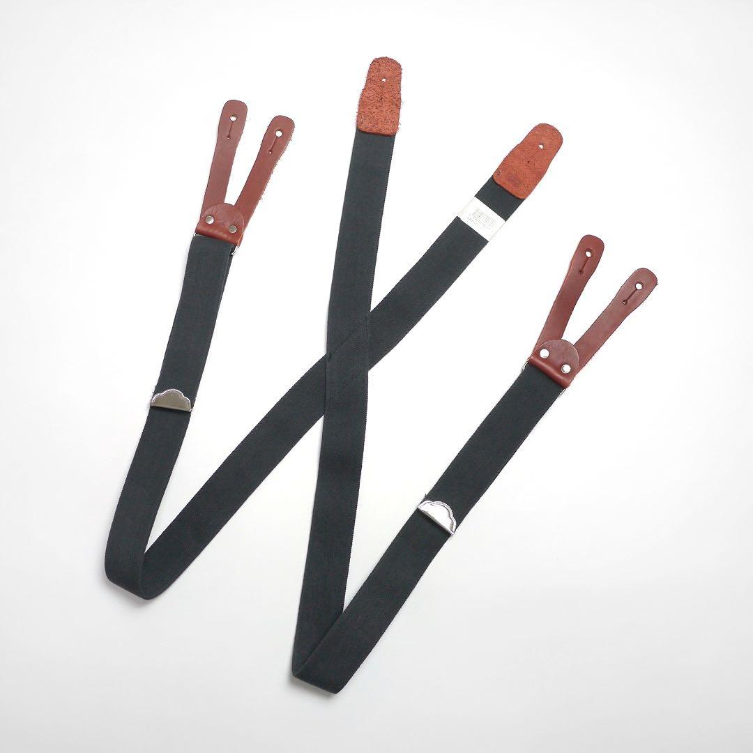 デッドWELCHキャンバス レザー サスペンダーベルト黒アウトドアワークUSA製