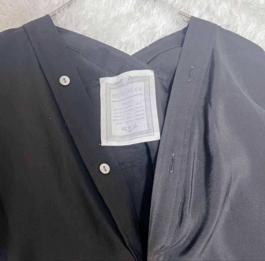 美品✨2024SS✨BEARDSLEY カラーレスシャツワンピース フレア 黒