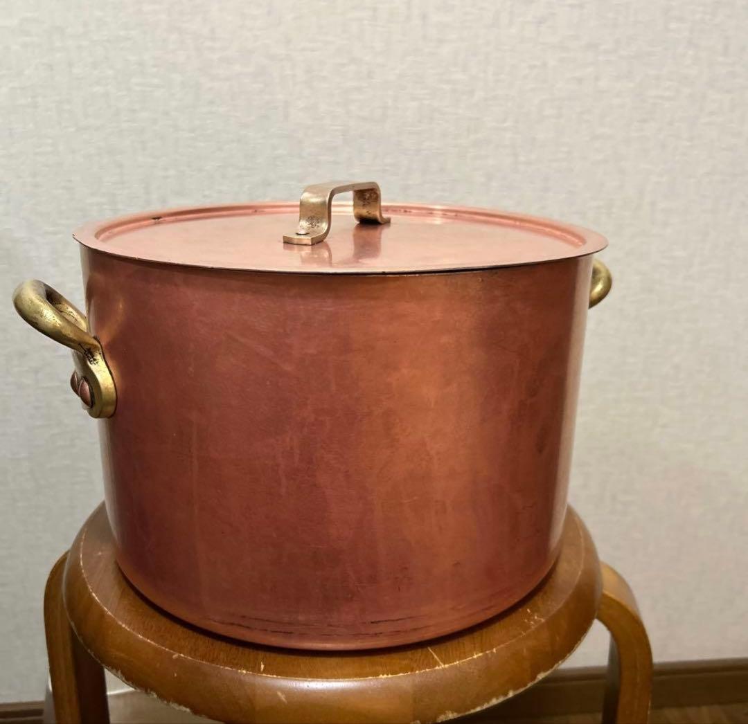 銅製両手鍋　蓋付き　直径27センチ