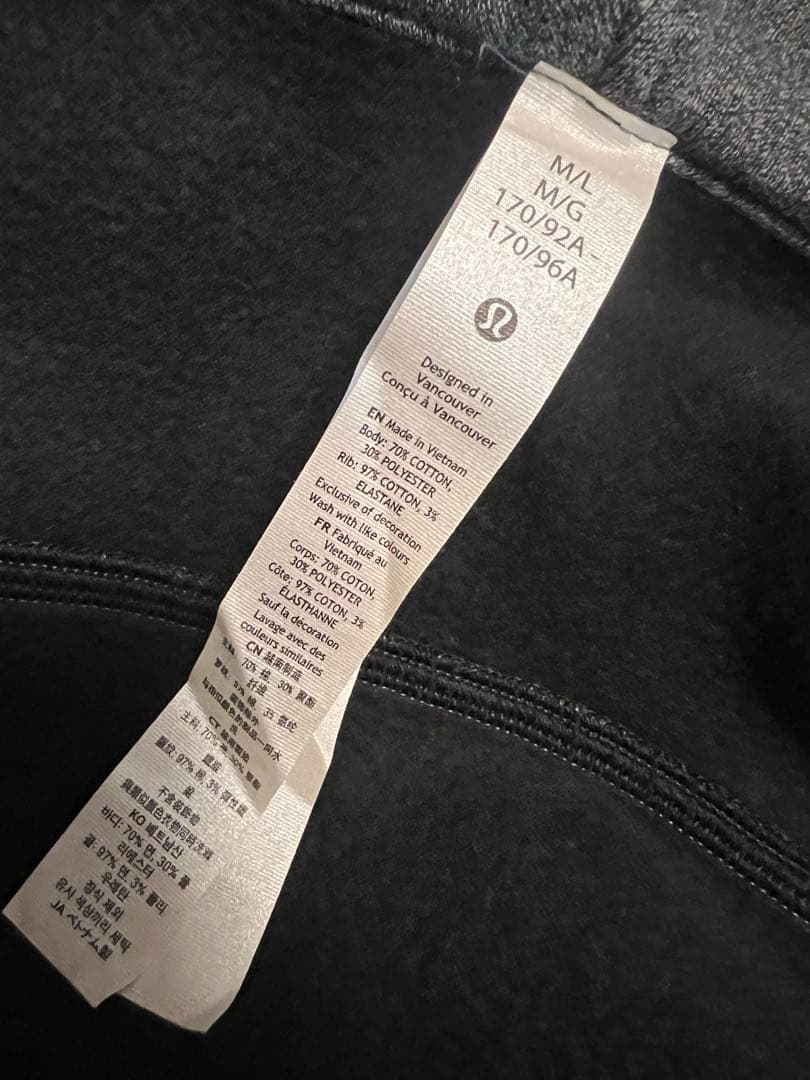 ルルレモン✴︎グレー フルジップ フード付き クロップドパーカー