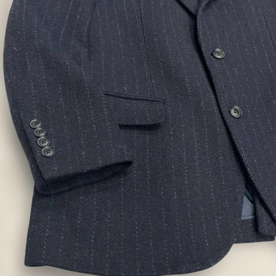 ハリスツイード リスペクト ペンシルストライプテーラードジャケット ネイビー　L