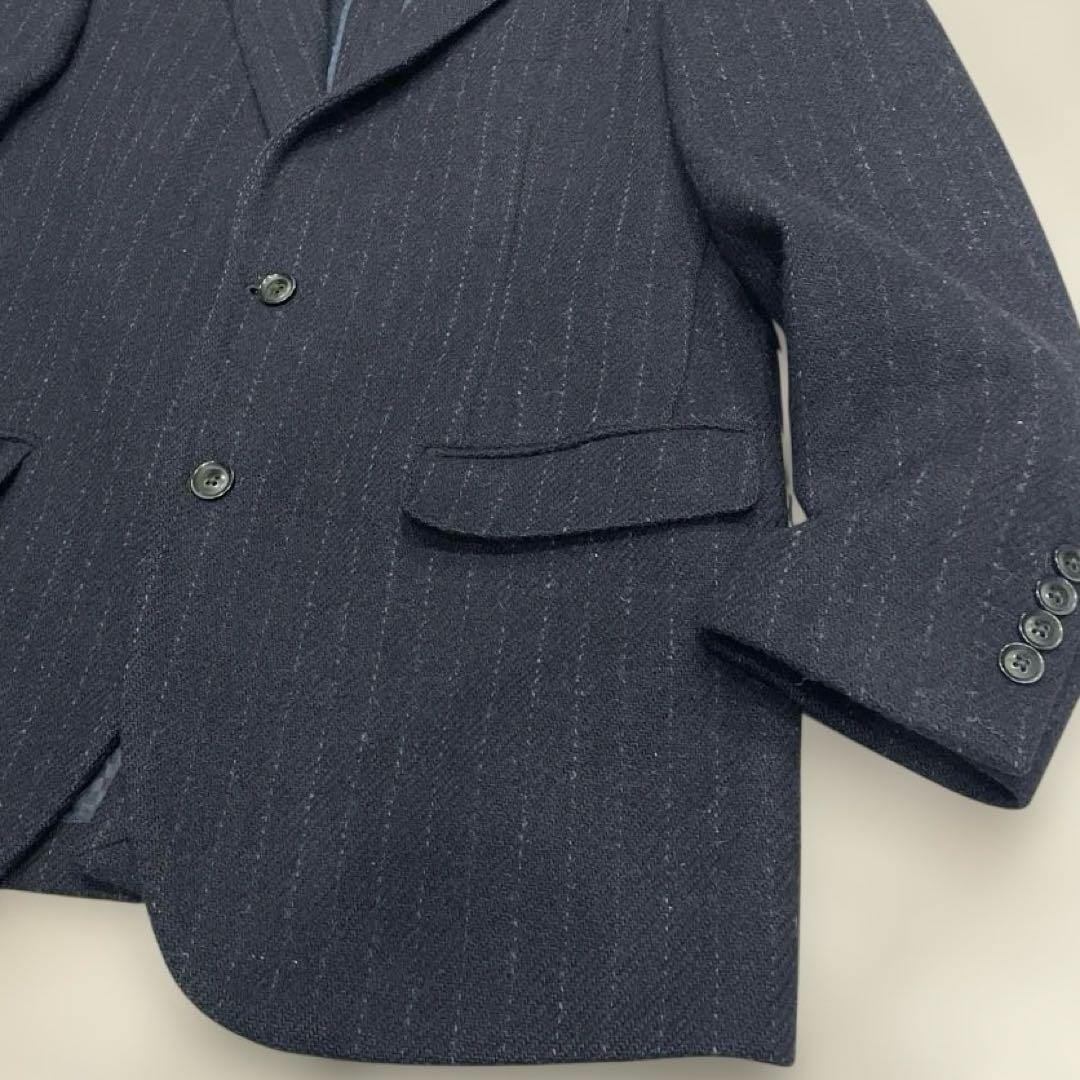 ハリスツイード リスペクト ペンシルストライプテーラードジャケット ネイビー　L