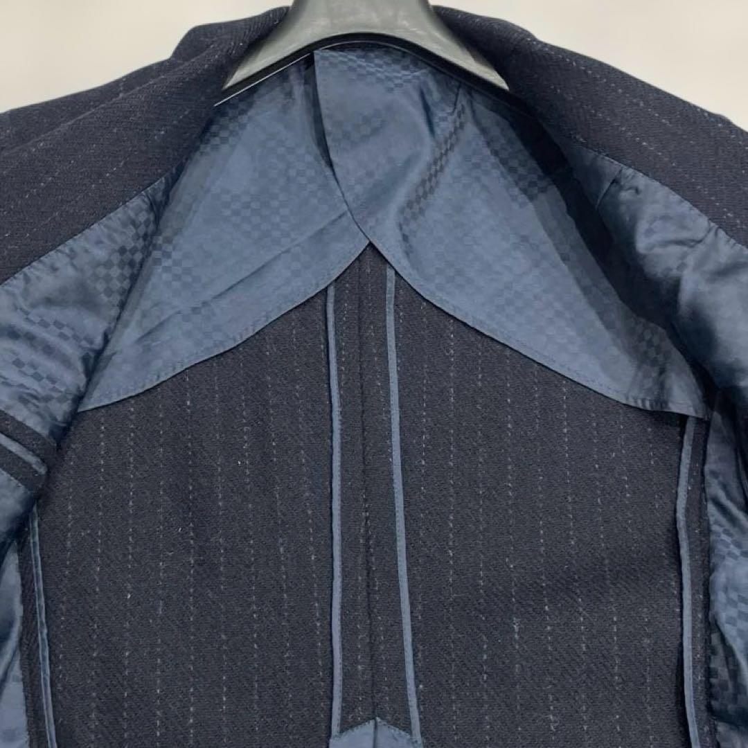 ハリスツイード リスペクト ペンシルストライプテーラードジャケット ネイビー　L