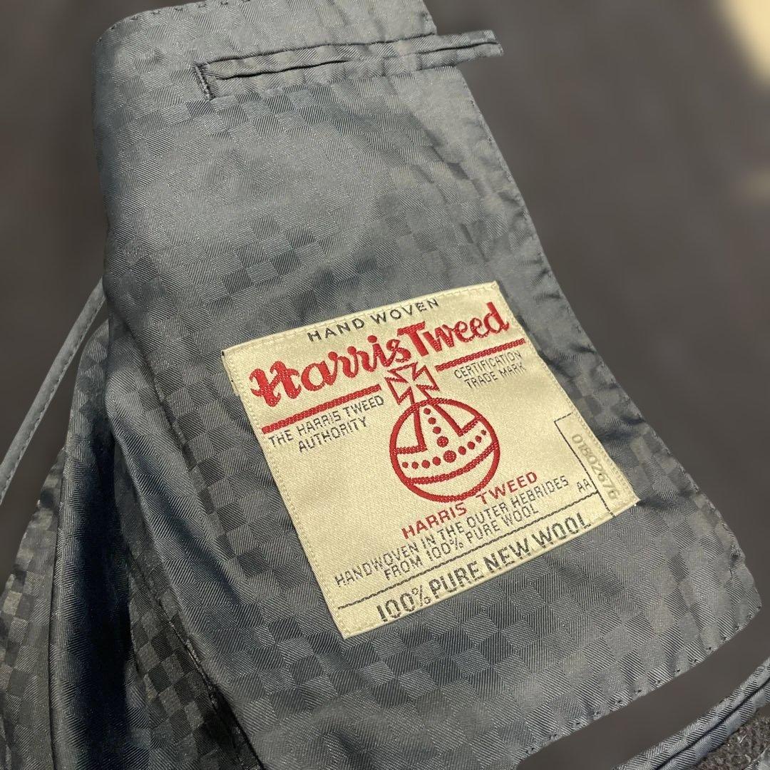 ハリスツイード リスペクト ペンシルストライプテーラードジャケット ネイビー　L