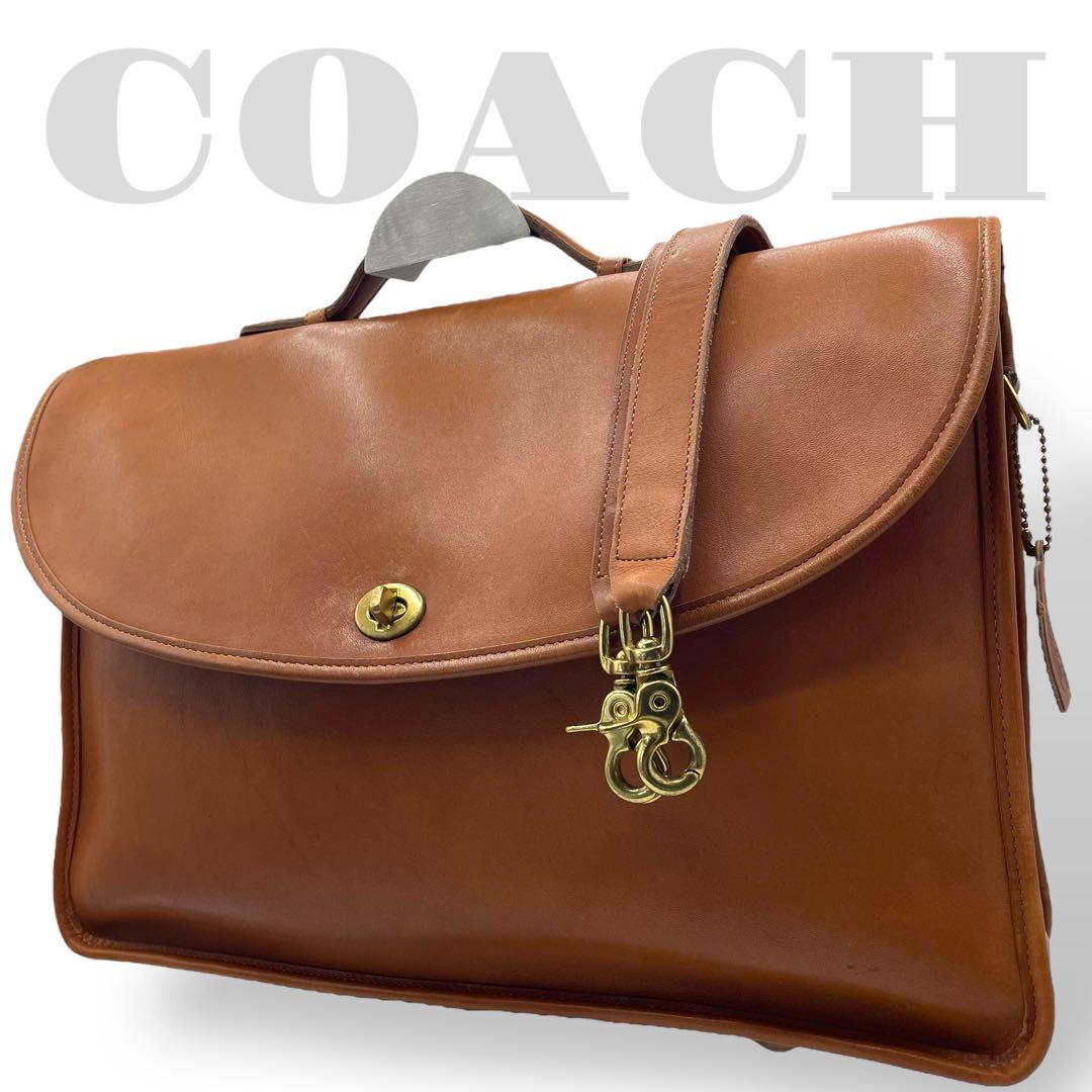 美品　A4可　オールドコーチ　ビジネスバッグ　2way ターンロック　レザー　茶