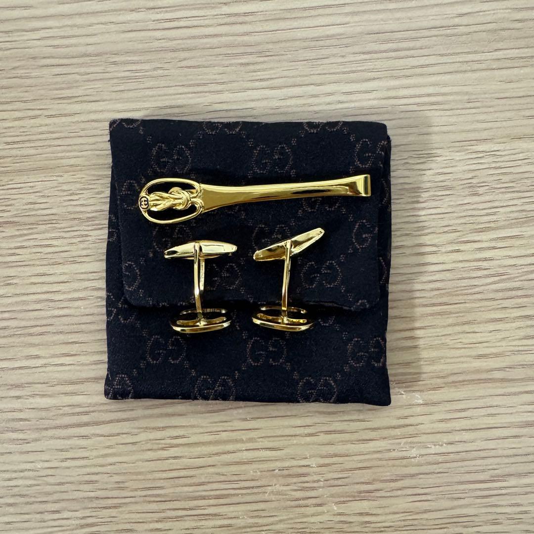 【✨美品✨】GUCCI ネクタイピン 3点セット インターロッキング　カフス