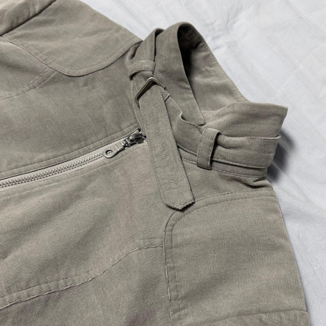 グレー シングルライダースジャケット パンク コーデュロイ