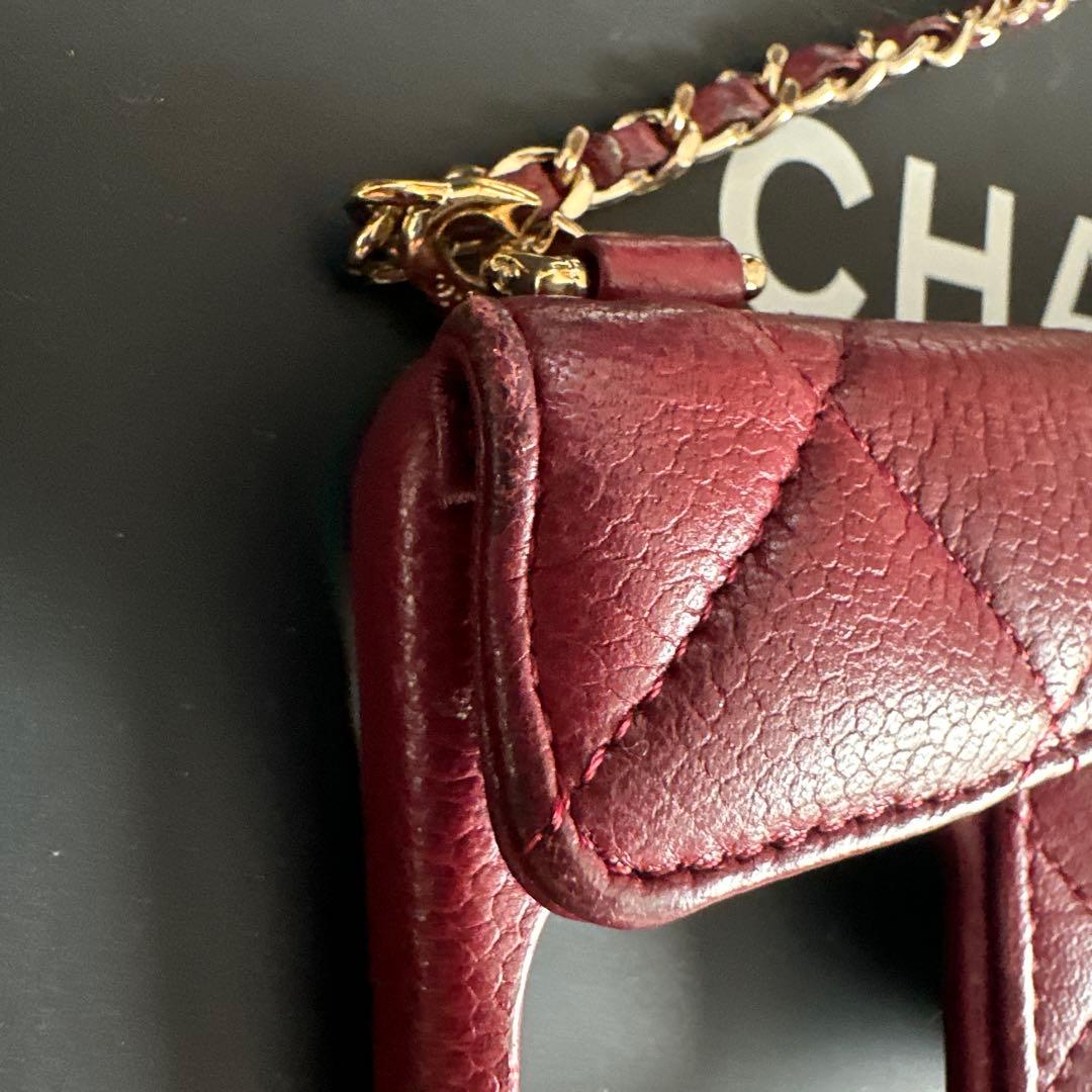 激レア　赤　CHANEL iphoneケース キャビアスキン 13pro