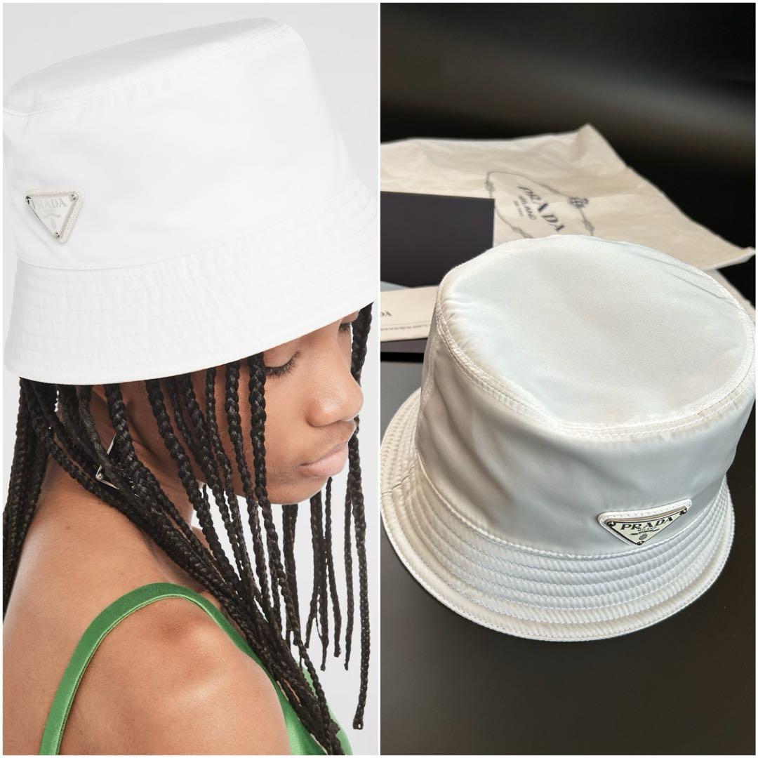 PRADA ナイロンバケットハットホワイト/ M