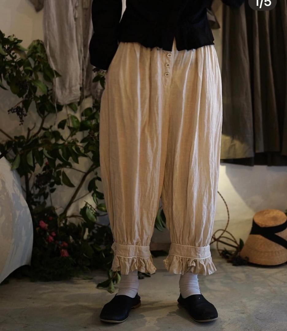 値下！極レア極美品！nolumさん　ドロワーズ　黒　リネンパンツ　ギャザーパンツ