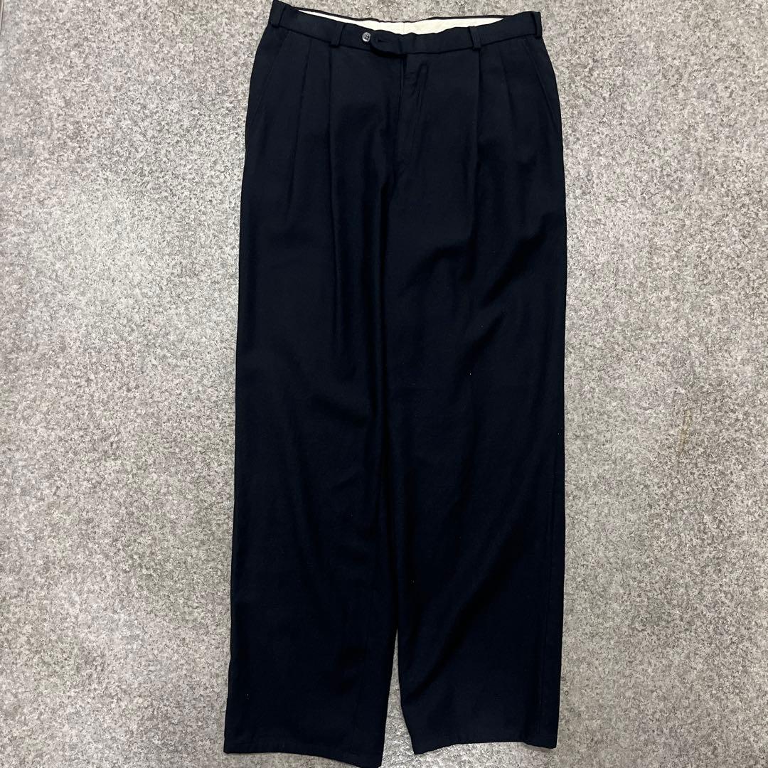 80s YVES SAINT LAURENT ユーロ製 ブラックワイドスラックス