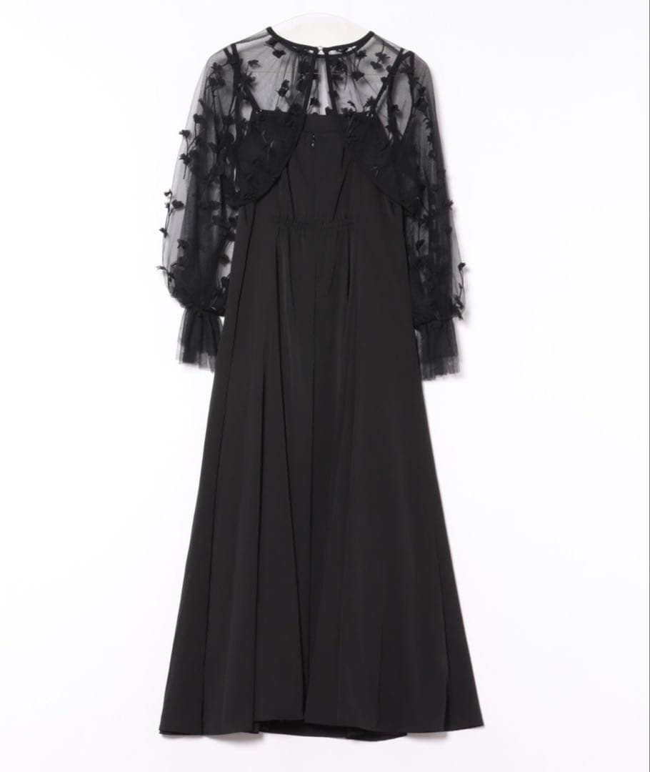 【aimer anche】フラワー刺繍ブラウス×フレアキャミソールワンピース/S