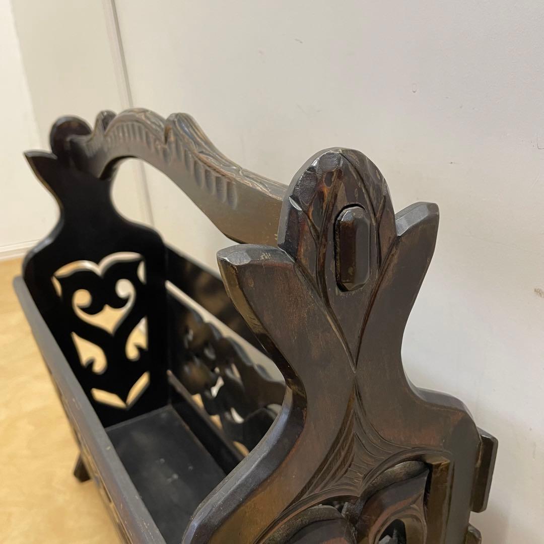 アイヌ 木彫り マガジンラック 木製 ビンテージ レトロ アンティーク