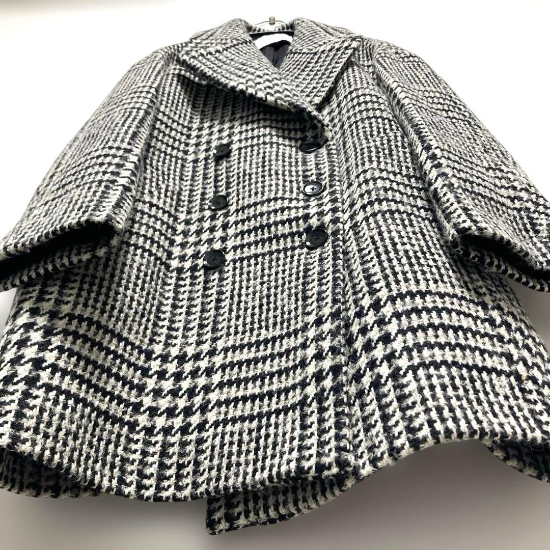 ユナイテッドアローズ　アルパカ混　ビッグ　チェック　ピーコート　ツイード　日本製