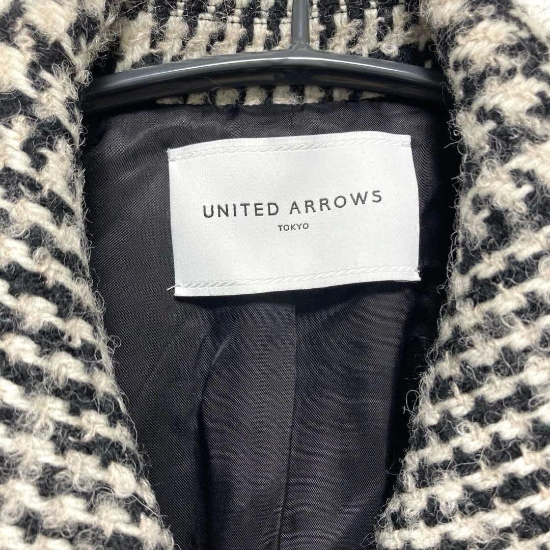 ユナイテッドアローズ　アルパカ混　ビッグ　チェック　ピーコート　ツイード　日本製