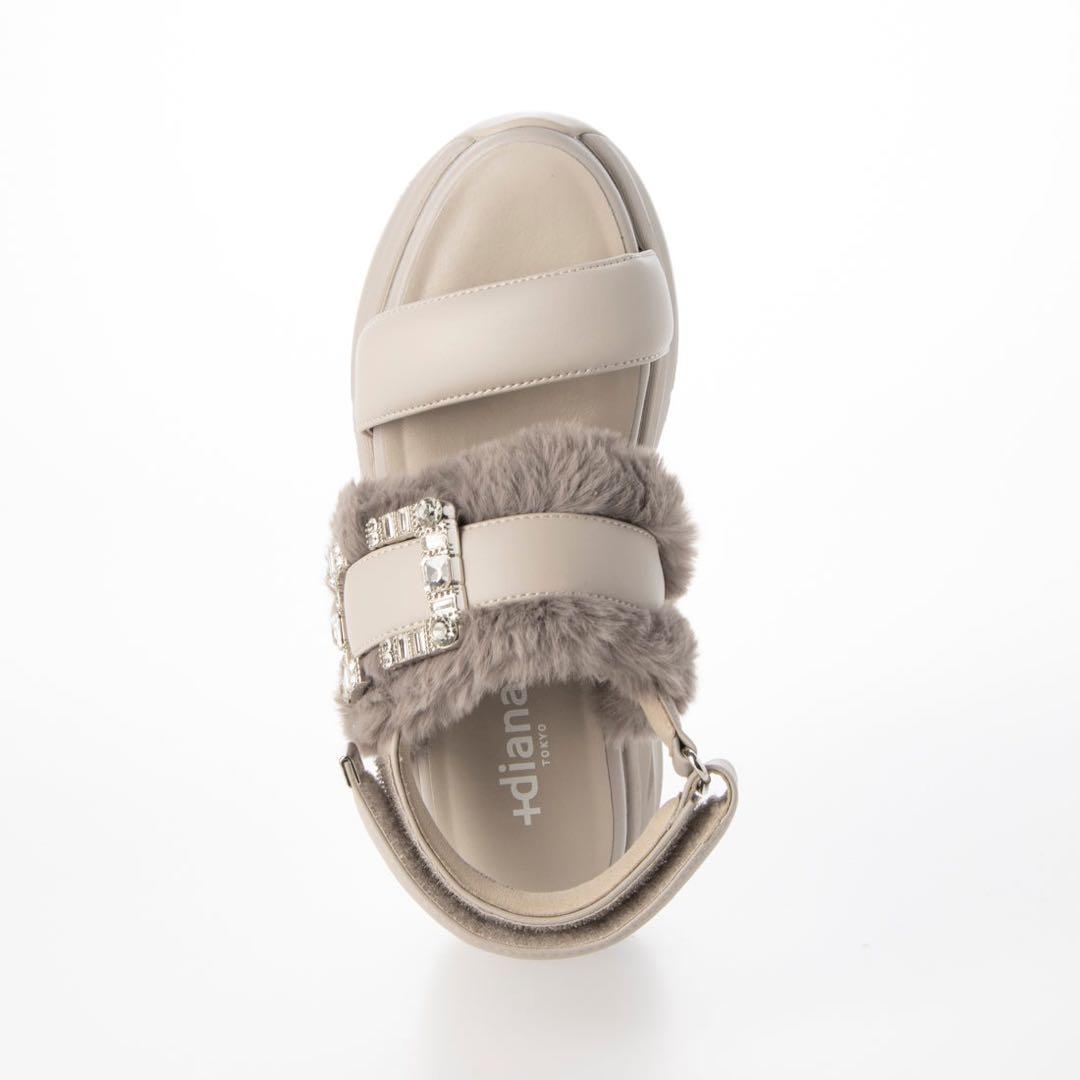 未使用品◆＋diana ビジューバックル付き フットベットサンダル