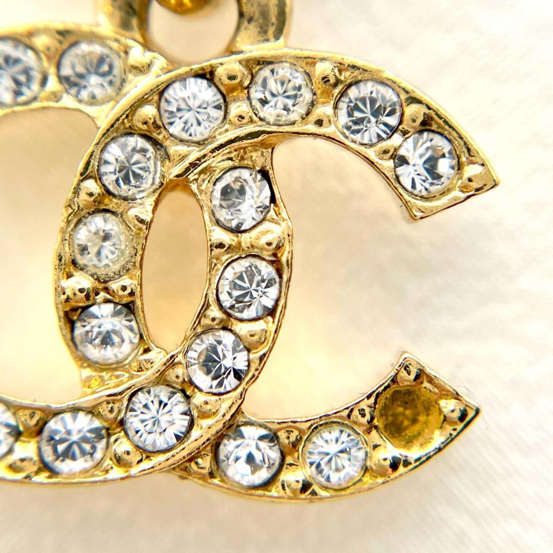 片耳のみ シャネル フェイクパール ラインストーン ピアス ココマーク GP