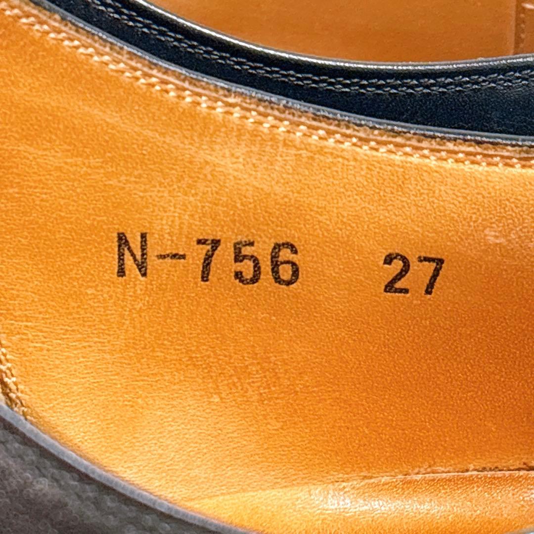 純正ツリー付★スコッチグレイン N-756 ストレートチップ 本革 黒 27cm