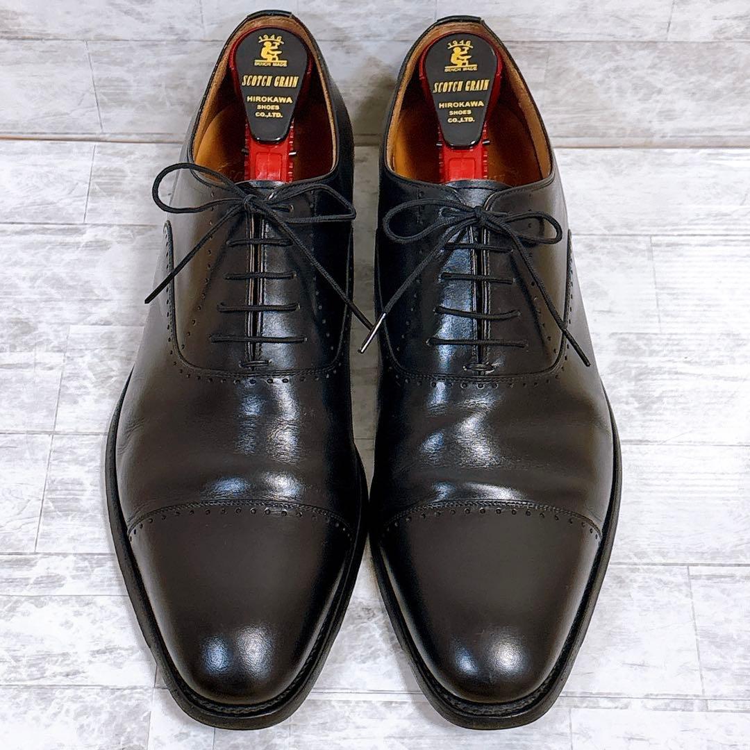 純正ツリー付★スコッチグレイン N-756 ストレートチップ 本革 黒 27cm