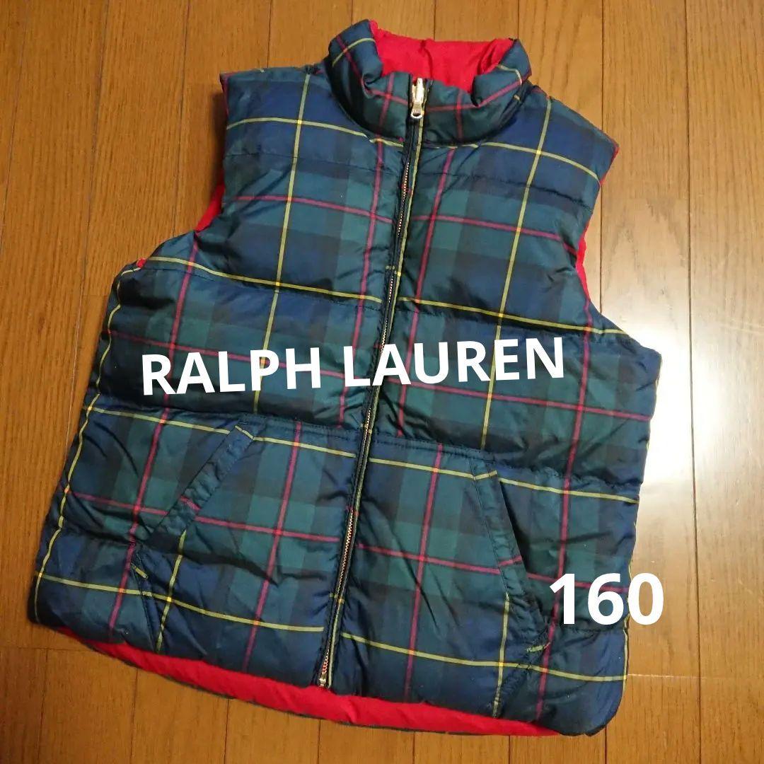 ラルフローレン ダウンベスト 160 キッズ XL チェック 赤 緑