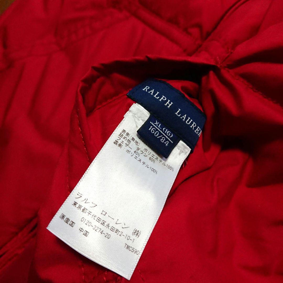 ラルフローレン ダウンベスト 160 キッズ XL チェック 赤 緑
