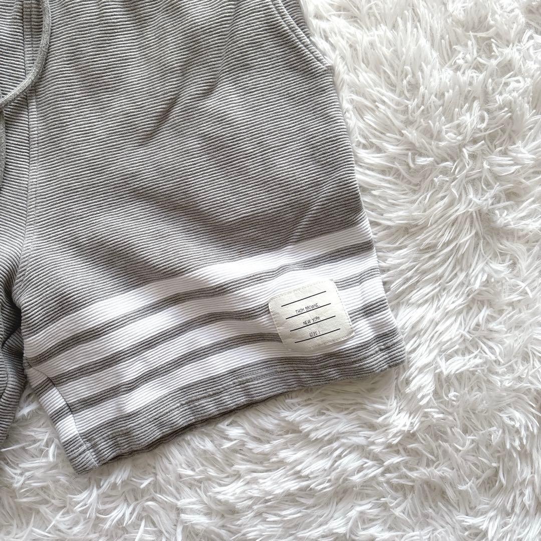 【トムブラウン】スウェットショートパンツ　ウエストゴム　4BAR ①