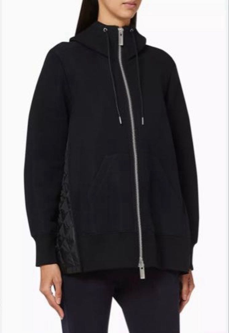 あ*ん様 SACAI サカイ ブラック×ネイビー パネルキルティング パーカー