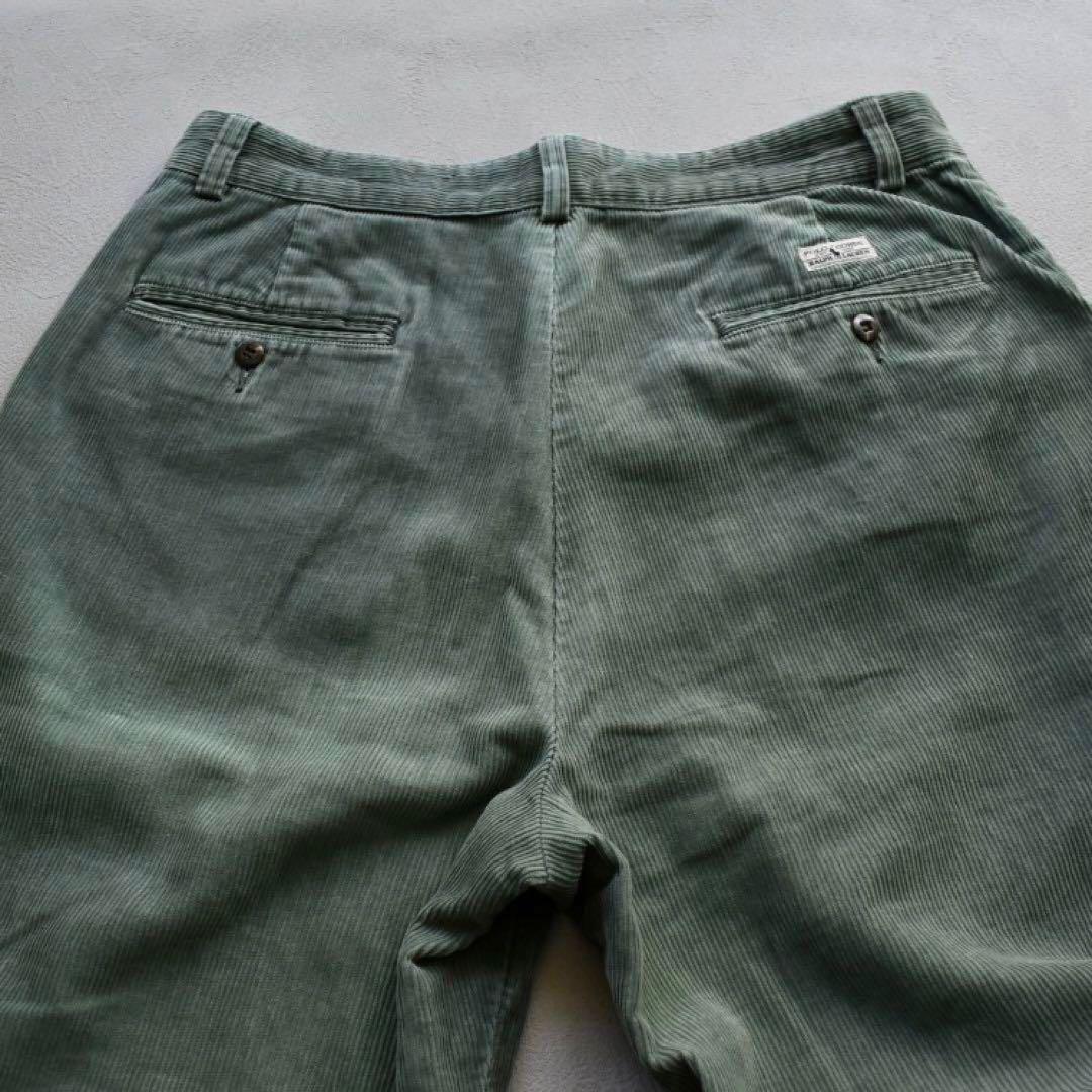 90s POLO CORDS ポロラルフ　太畝コーデュロイパンツ ターコイズ L