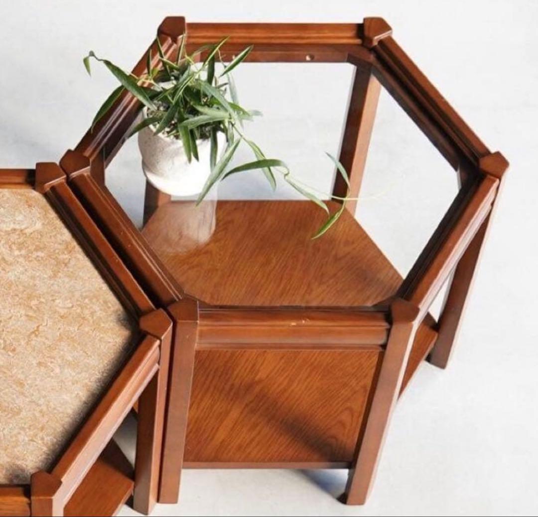 サイドテーブル・ナイトテーブル・ローテーブル BROOKS HEXAGON TABLE / GLASS