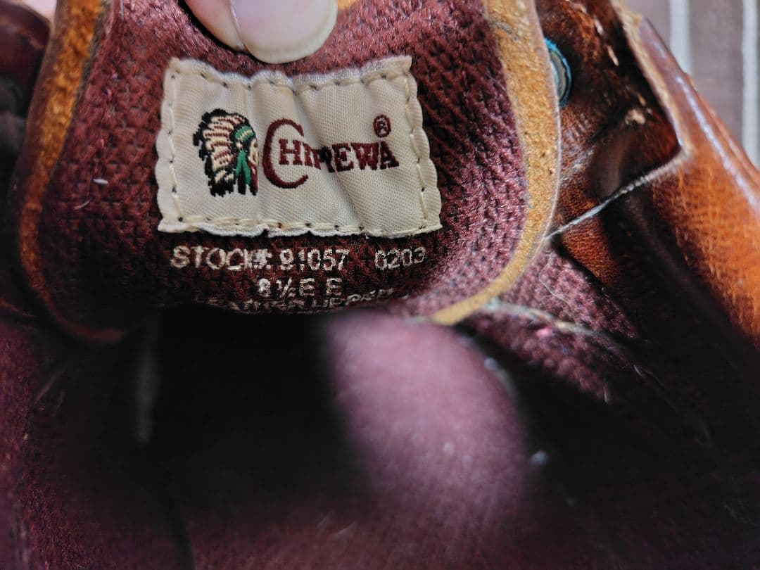 美品！Chippewa ワークブーツ　茶色シボ革