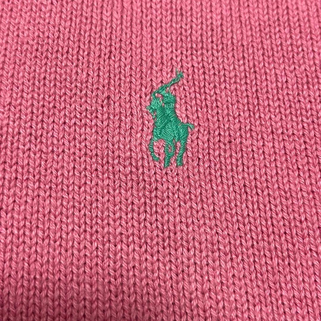 美品 半袖ニットポロシャツ ピンク ニット セーター ワンポイント 刺繍ロゴ