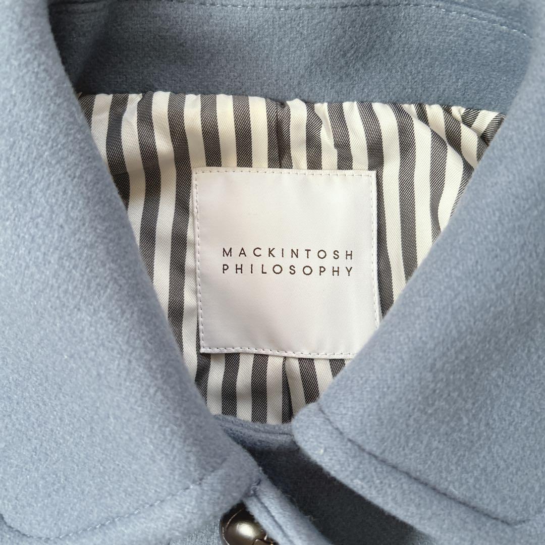 美品　マッキントッシュフィロソフィー　メルトンステンカラーコート　青　カシミヤ