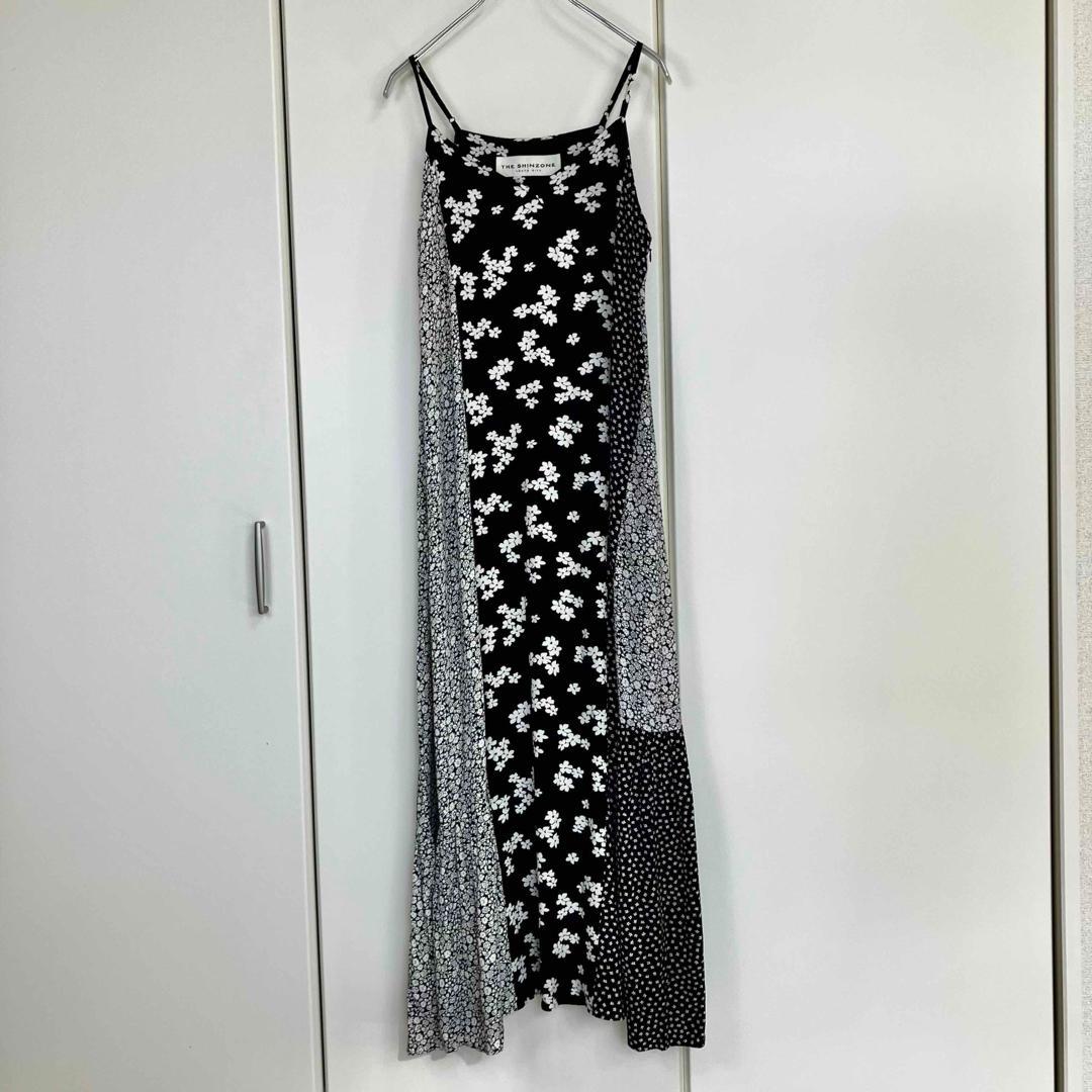 23SS シンゾーン PATCHED OP ブラック サイズ36 花柄ワンピース