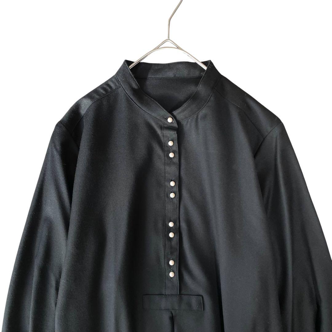 完売✨ほぼ未使用✨SHIPS パールモチーフボタンワンピース ウール ブラック