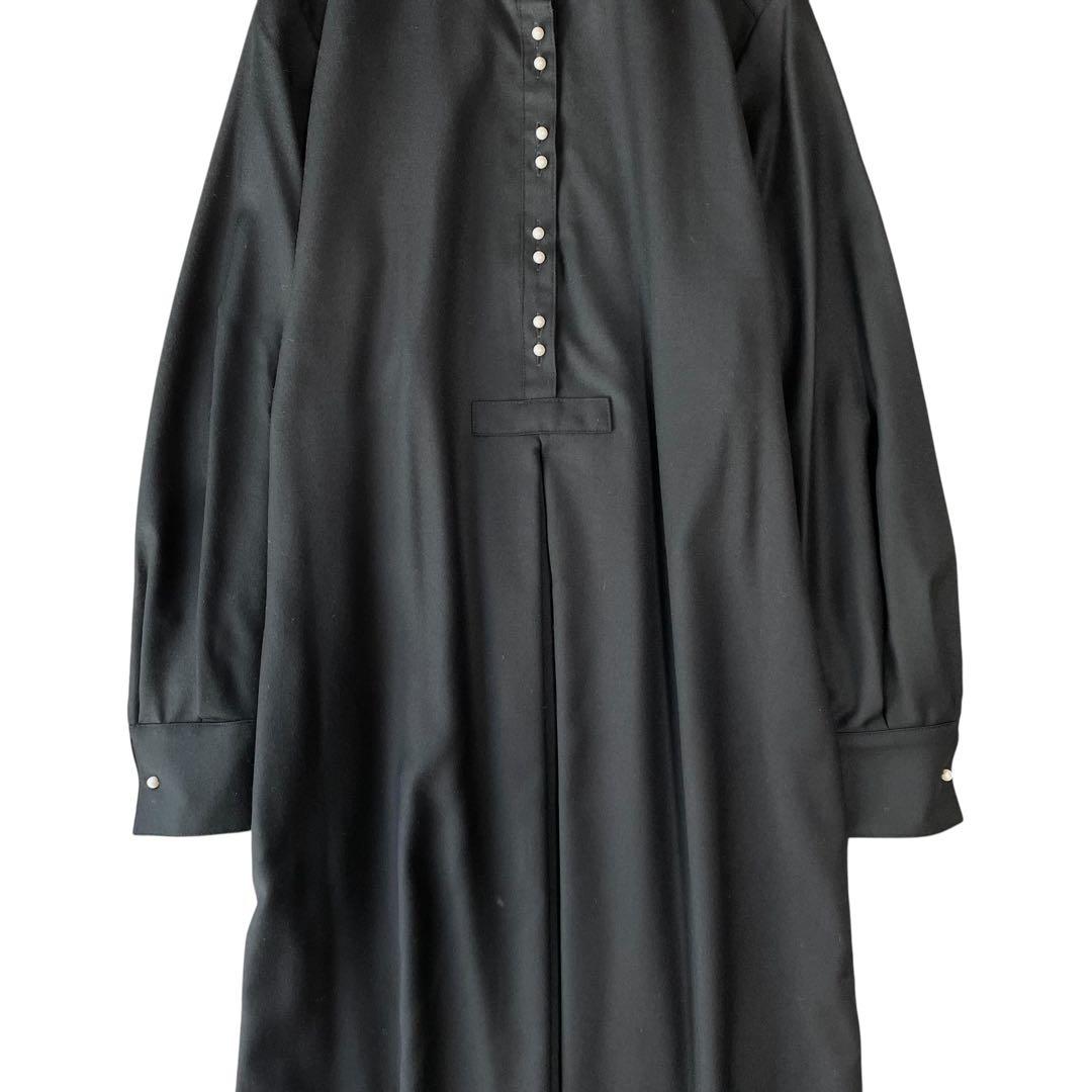 完売✨ほぼ未使用✨SHIPS パールモチーフボタンワンピース ウール ブラック