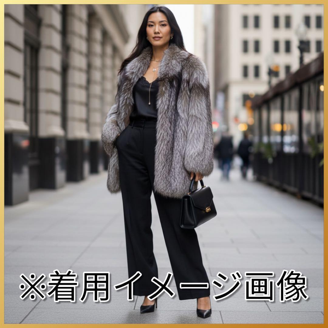 【肉厚✨極美品】総丈80 シルバーフォックス ファー 毛皮 L なめし柔らか◎