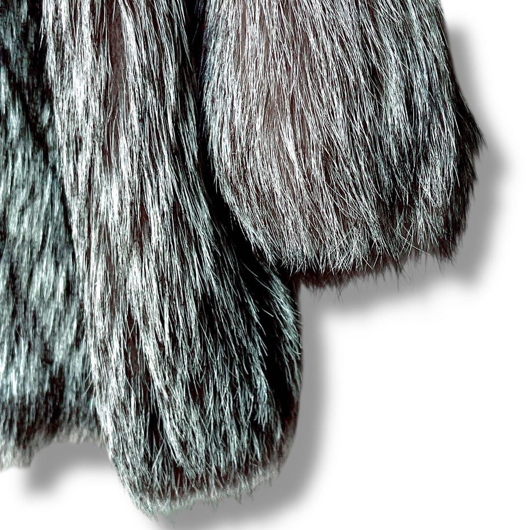 【肉厚✨極美品】総丈80 シルバーフォックス ファー 毛皮 L なめし柔らか◎