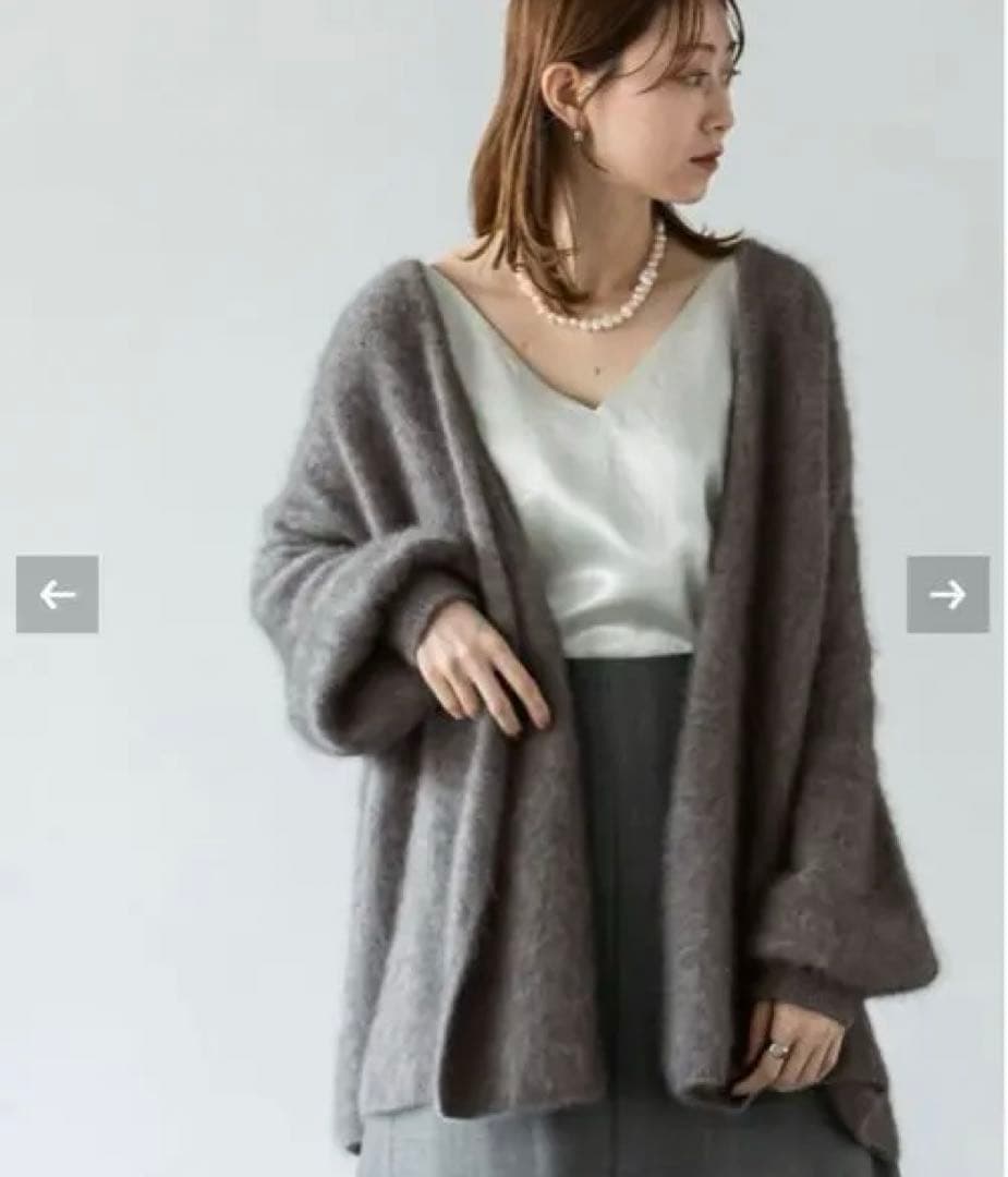 M*様 NOBLE ファーニットパフカーディガン　グレー