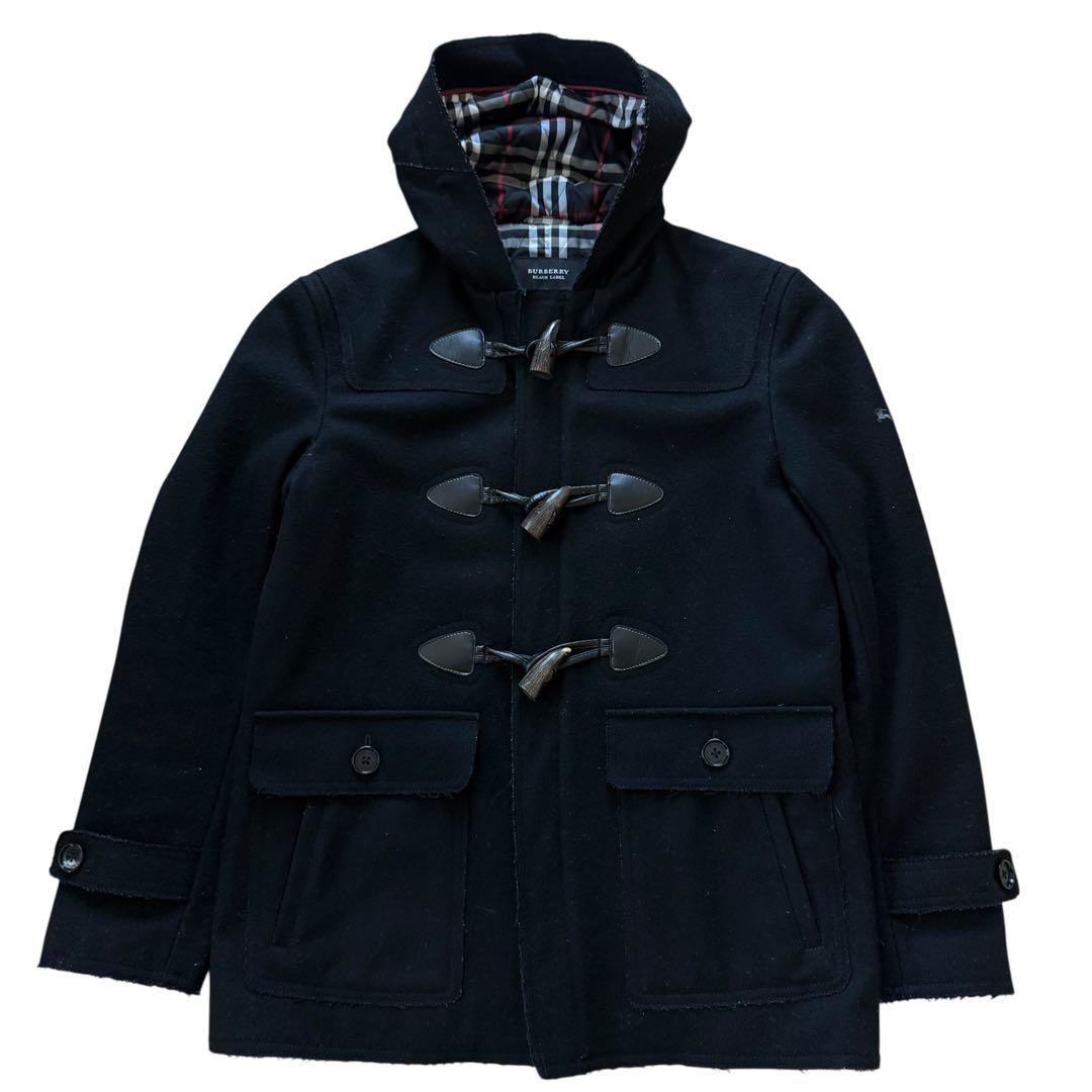 バーバリーブラックレーベル ダッフルコート ノバチェック キルティング 黒 L